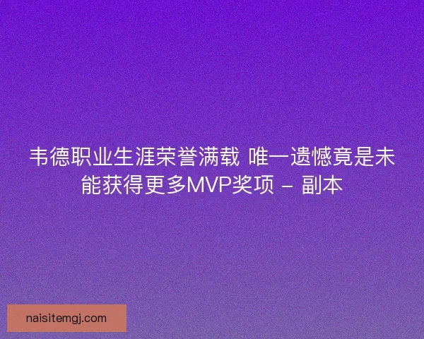 韦德职业生涯荣誉满载 唯一遗憾竟是未能获得更多MVP奖项 - 副本