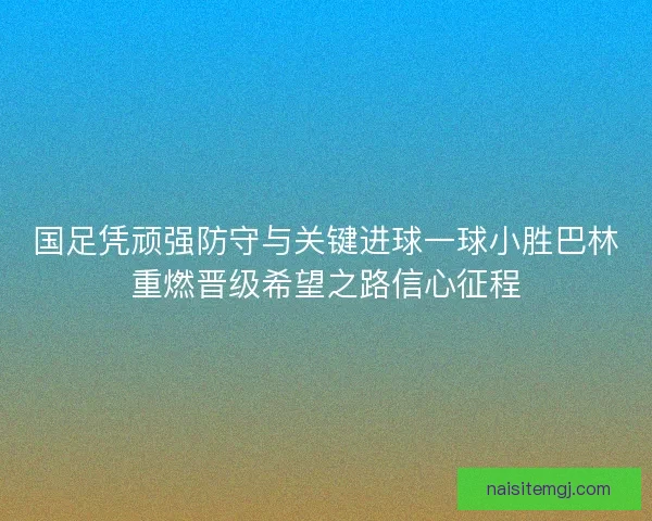 国足凭顽强防守与关键进球一球小胜巴林重燃晋级希望之路信心征程