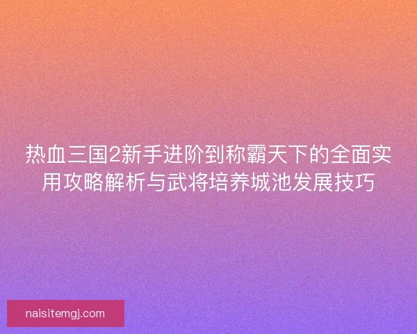 热血三国2新手进阶到称霸天下的全面实用攻略解析与武将培养城池发展技巧