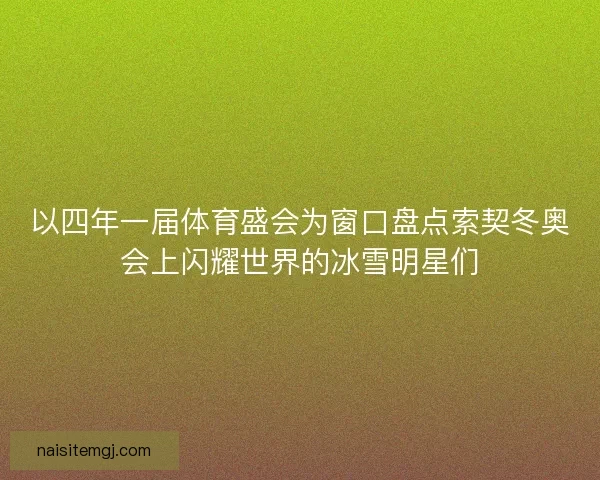 以四年一届体育盛会为窗口盘点索契冬奥会上闪耀世界的冰雪明星们