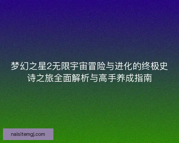 梦幻之星2无限宇宙冒险与进化的终极史诗之旅全面解析与高手养成指南
