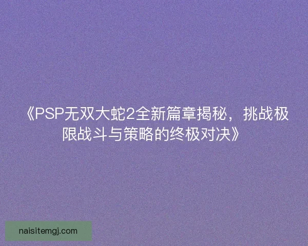 《PSP无双大蛇2全新篇章揭秘，挑战极限战斗与策略的终极对决》