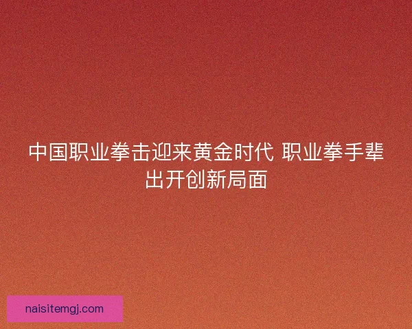 中国职业拳击迎来黄金时代 职业拳手辈出开创新局面