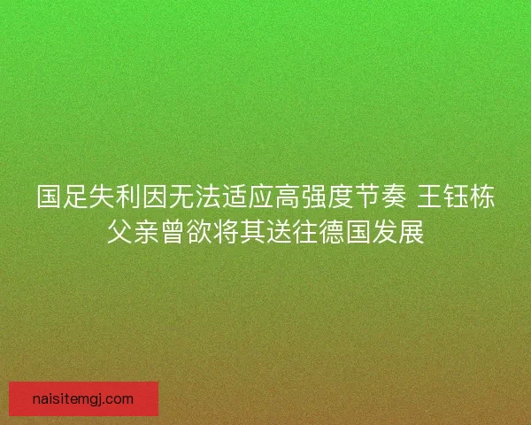 国足失利因无法适应高强度节奏 王钰栋父亲曾欲将其送往德国发展