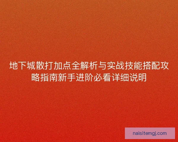 地下城散打加点全解析与实战技能搭配攻略指南新手进阶必看详细说明